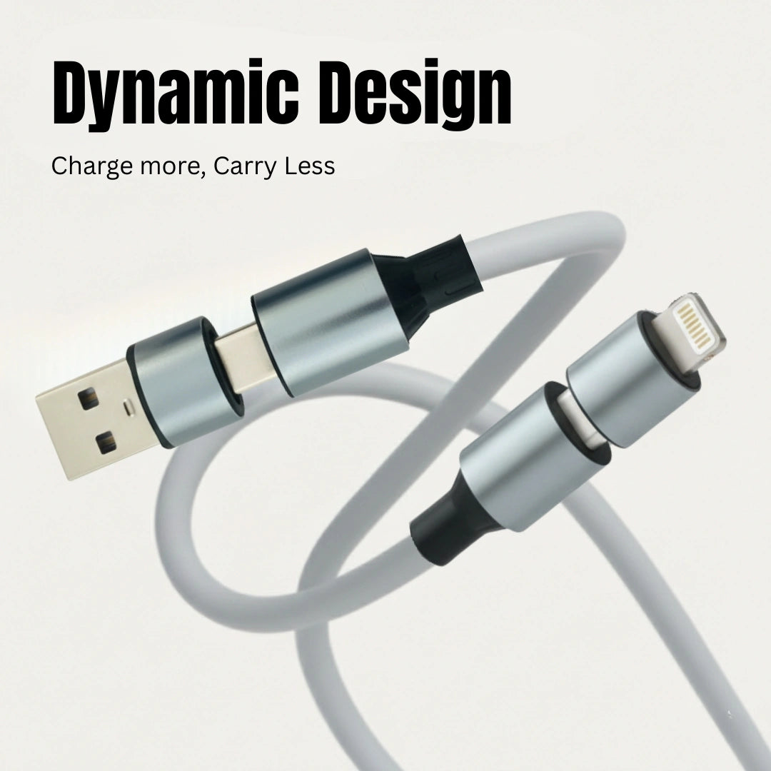 TecSox Zap 4-IN-1 Cable | 1 Meter Fast Charging Cable | 60W