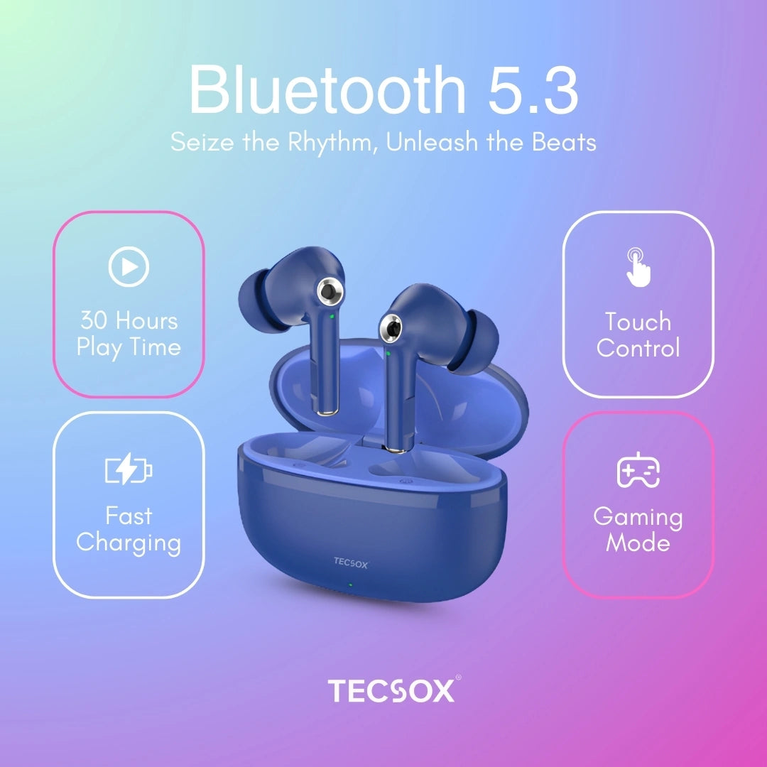 TecSox Omega 201 Wireless Earbud With Deep Bass & Comfortable Fit | IPX Water Resistant