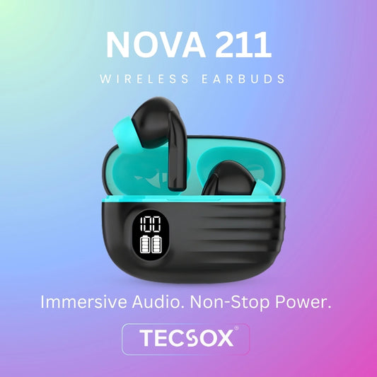 TecSox Nova 211 Wireless Earbud With Deep Bass & Comfortable Fit | IPX Water Resistant