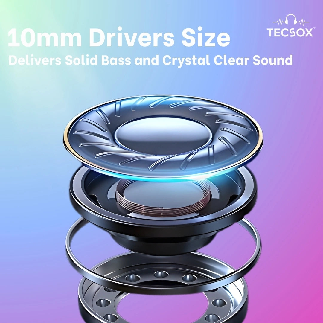 TecSox Nova 211 Wireless Earbud With Deep Bass & Comfortable Fit | IPX Water Resistant