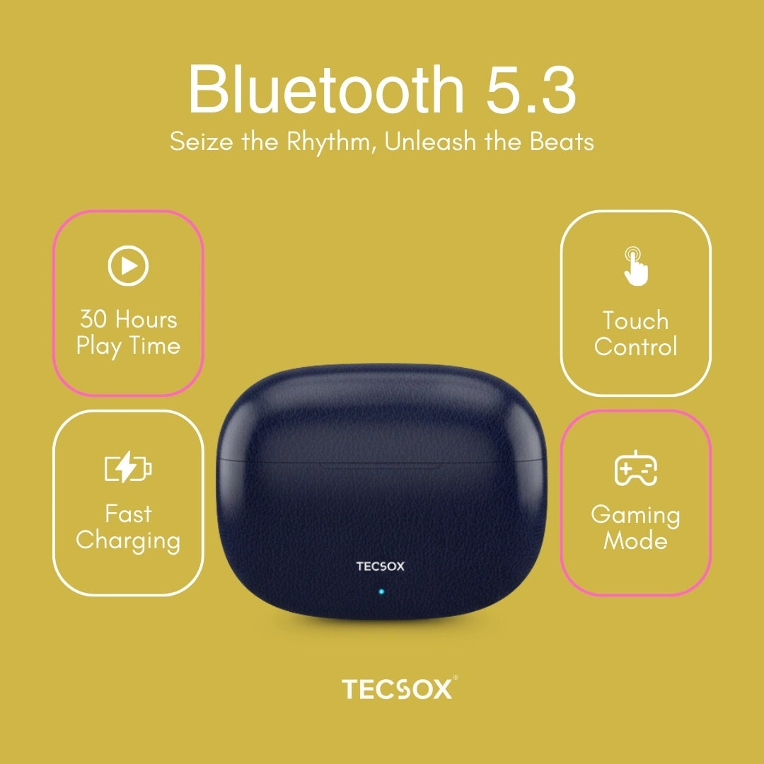 TecSox Neo771 Wireless Earbud With Deep Bass & Comfortable Fit | IPX Water Resistant