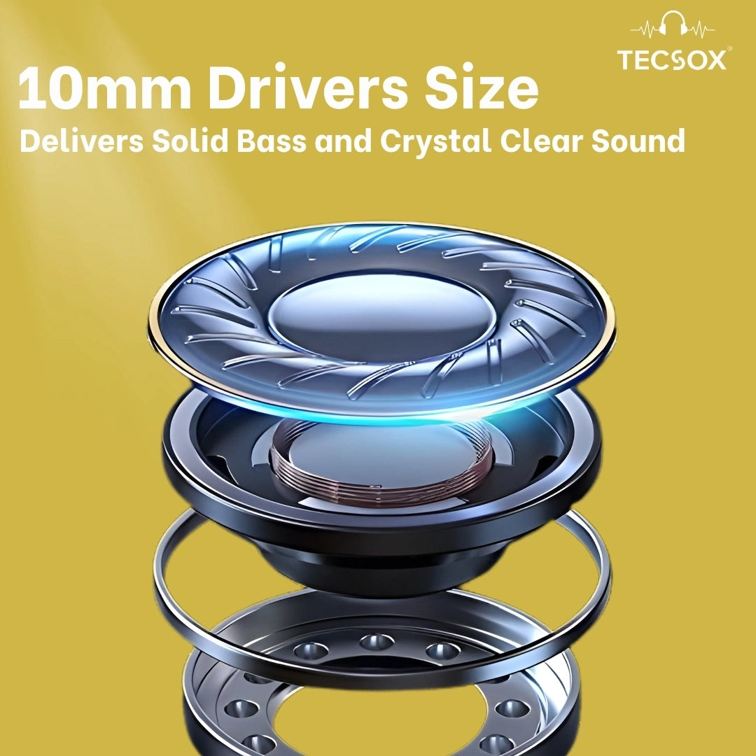 TecSox Neo771 Wireless Earbud With Deep Bass & Comfortable Fit | IPX Water Resistant