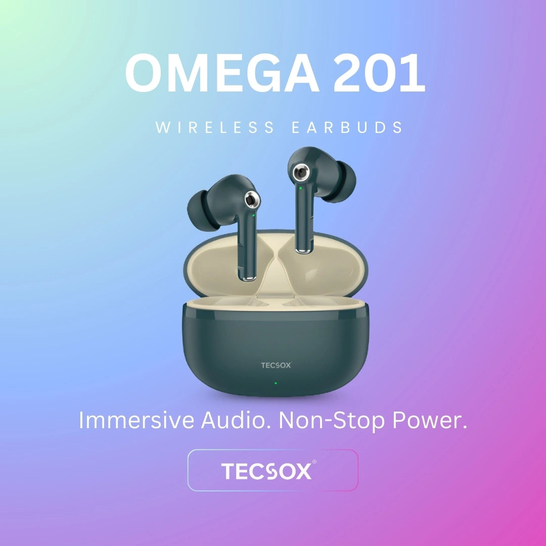 TecSox Omega 201 Wireless Earbud With Deep Bass & Comfortable Fit | IPX Water Resistant