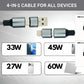 TecSox Zap 4-IN-1 Cable | 1 Meter Fast Charging Cable | 60W