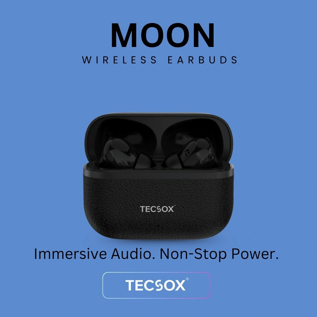 TecSox Moon Bluetooth Earbud With Deep Bass & Comfortable Fit | 30Hrs Playtime | IPX Water Resistant