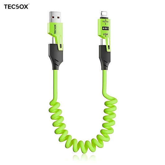 4in1 Coil  Fast Charging Type C Cable with Spring | 480Mbps Data Transfer