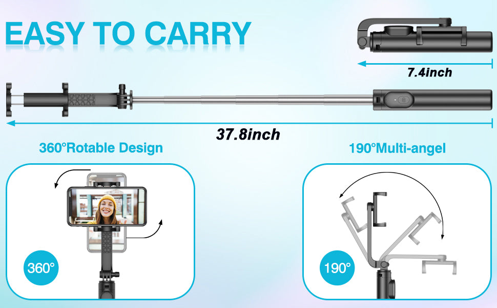 R1 Selfie Stick/Tripod | Wireless Remote | 360° Rotatable Design | Expand Up to 3 Foot TecSox