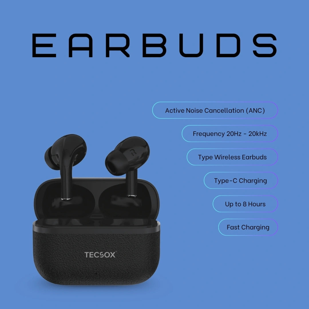 TecSox Moon Bluetooth Earbud With Deep Bass & Comfortable Fit | 30Hrs Playtime | IPX Water Resistant