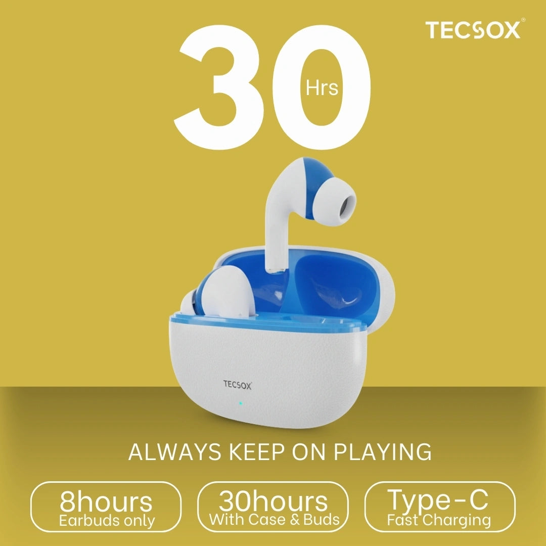 TecSox Neo771 Wireless Earbud With Deep Bass & Comfortable Fit | IPX Water Resistant