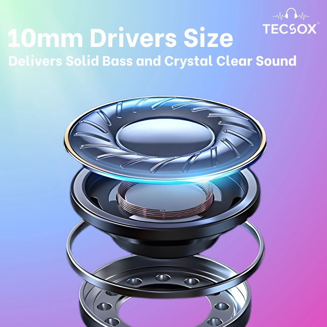TecSox Omega 201 Wireless Earbud With Deep Bass & Comfortable Fit | IPX Water Resistant