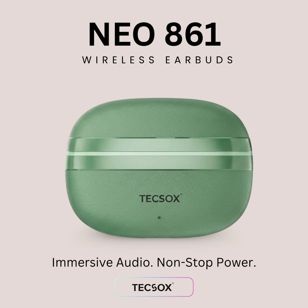 TecSox Neo861 Bluetooth Earbud With Deep Bass | IPX Water Resistant