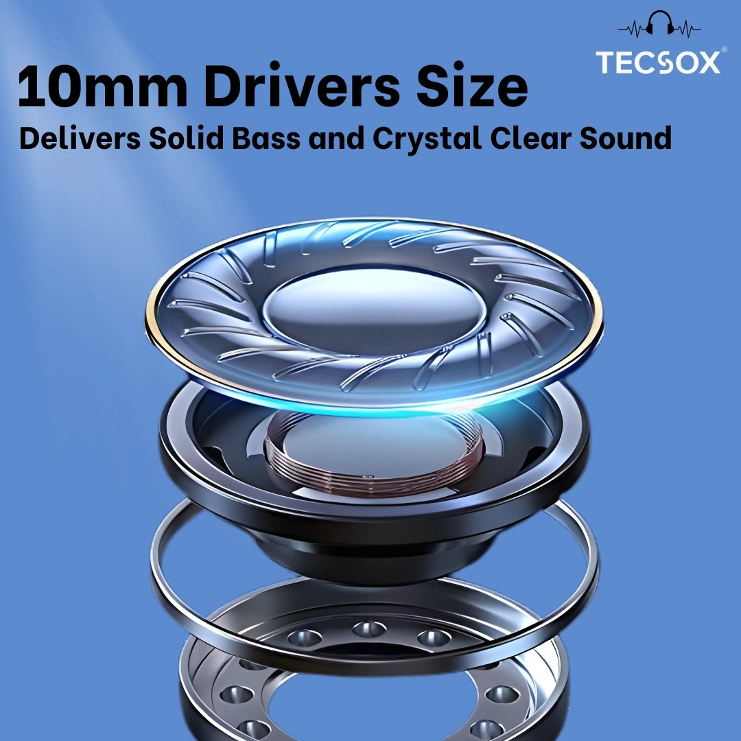 TecSox Moon Bluetooth Earbud With Deep Bass & Comfortable Fit | 30Hrs Playtime | IPX Water Resistant