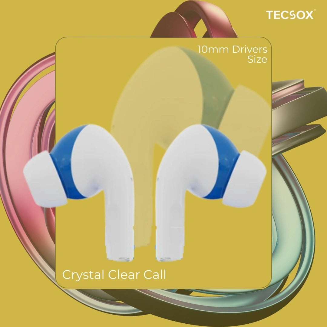 TecSox Neo771 Wireless Earbud With Deep Bass & Comfortable Fit | IPX Water Resistant