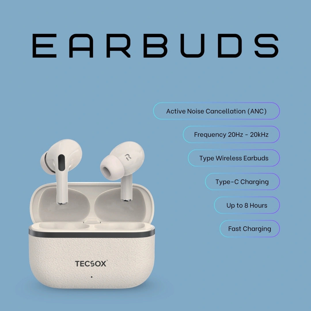 TecSox Moon Bluetooth Earbud With Deep Bass & Comfortable Fit | 30Hrs Playtime | IPX Water Resistant