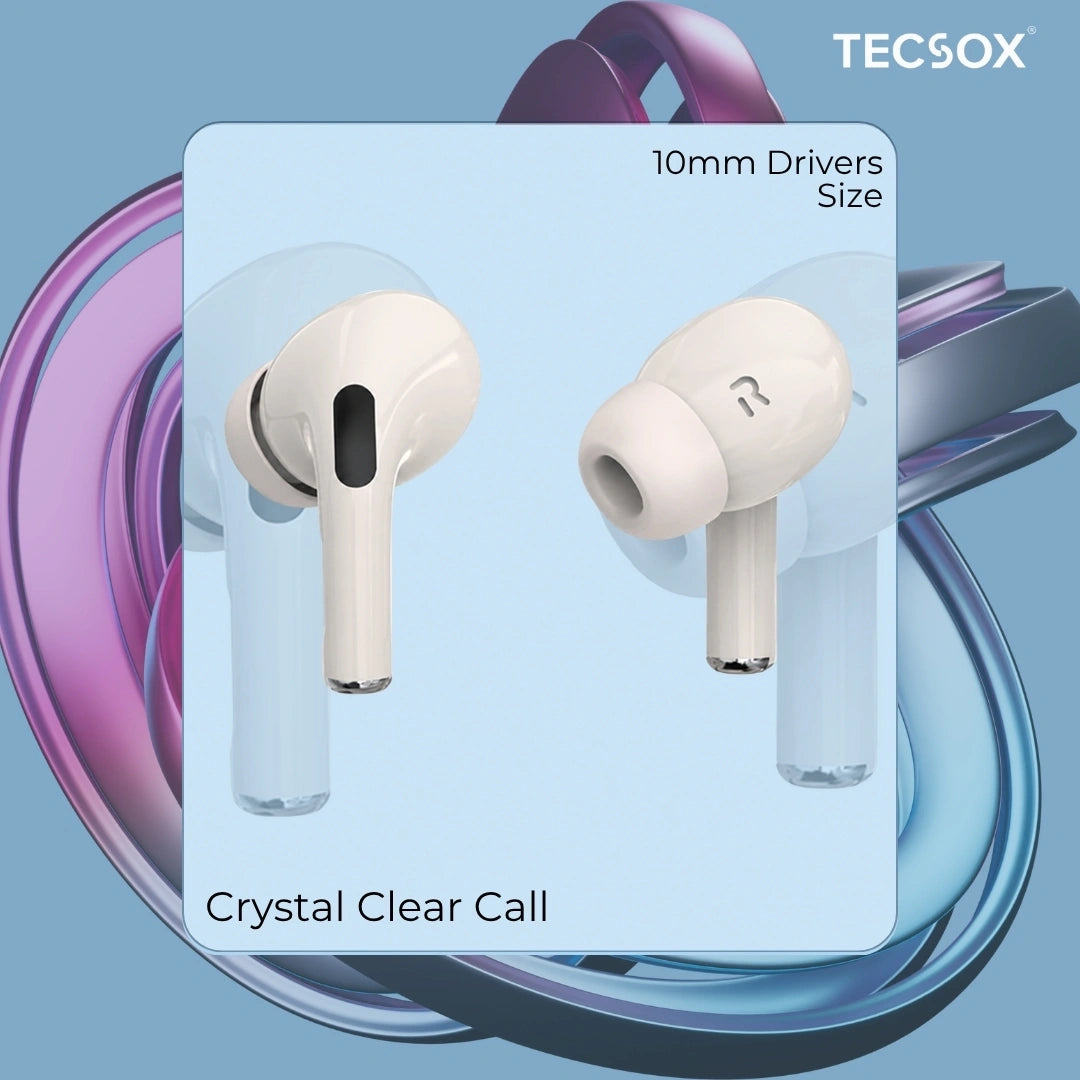 TecSox Moon Bluetooth Earbud With Deep Bass & Comfortable Fit | 30Hrs Playtime | IPX Water Resistant