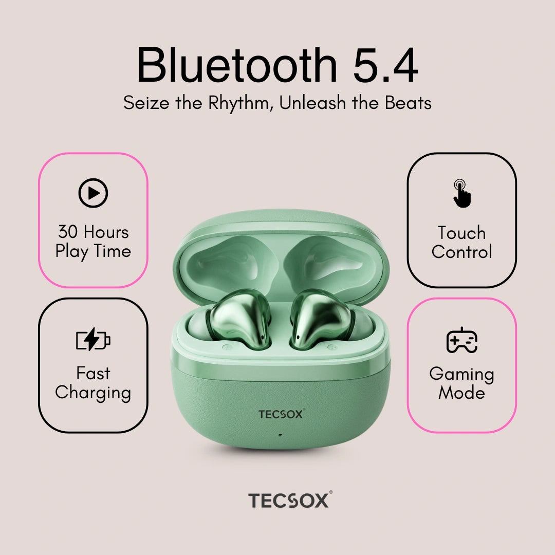 TecSox Neo861 Bluetooth Earbud With Deep Bass | IPX Water Resistant