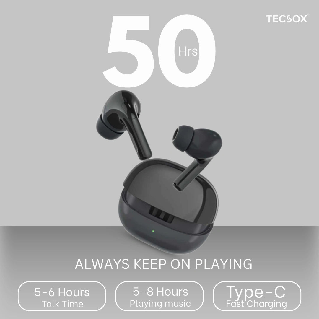 TecSox Omega 471 Wireless Earbud With Comfortable Fit | IPX Water Resistant
