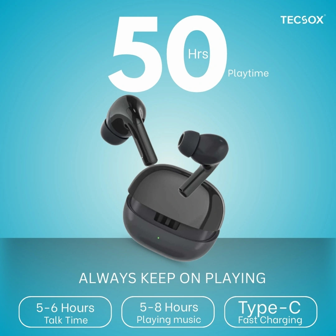 TecSox Omega 471 Wireless Earbud With Comfortable Fit | IPX Water Resistant