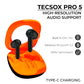 TecSox Pro 5 Bluetooth Earbud | Voice Assistant | 30 Hr Playtime | IPX Water Resistant