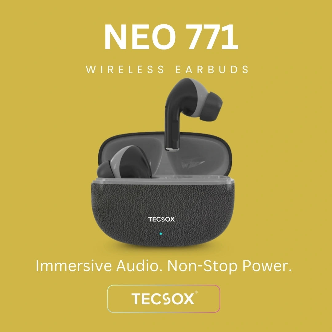 TecSox Neo771 Wireless Earbud With Deep Bass & Comfortable Fit | IPX Water Resistant