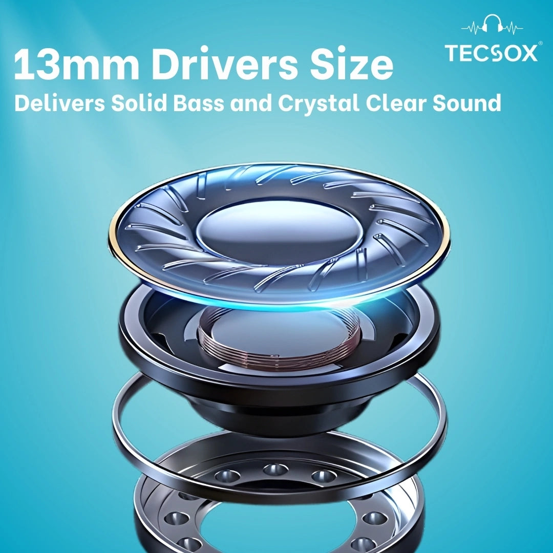 TecSox Omega 471 Wireless Earbud With Comfortable Fit | IPX Water Resistant
