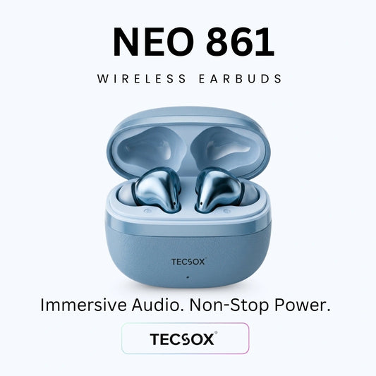 TecSox Neo861 Bluetooth Earbud With Deep Bass & Comfortable Fit | IPX Water Resistant