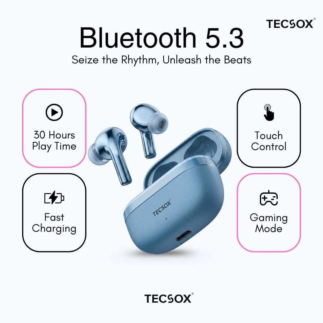 TecSox Neo861 Bluetooth Earbud With Deep Bass | IPX Water Resistant