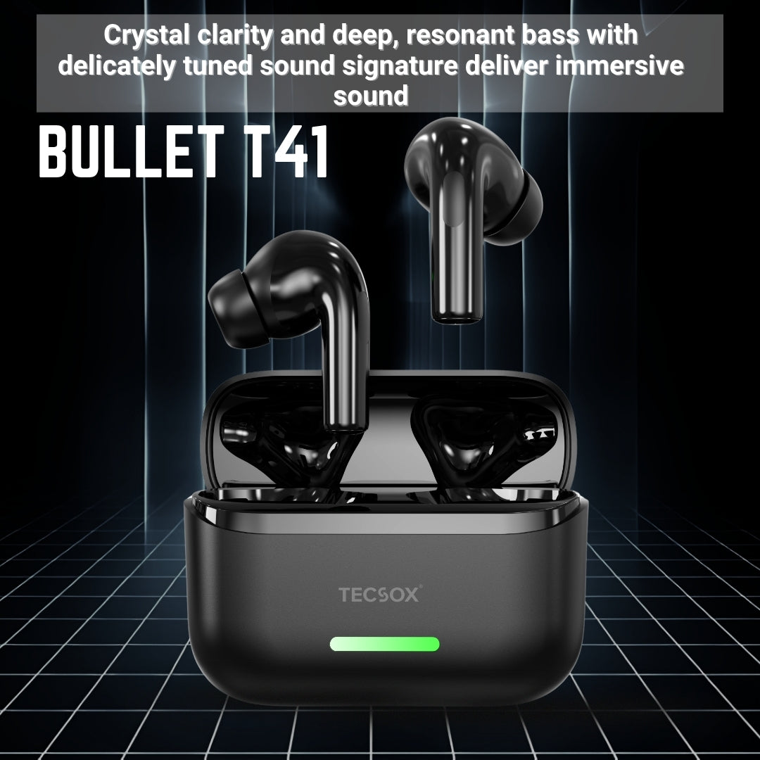 TecSox Bullet T41 Wireless Earbud | Light Weight | ANC