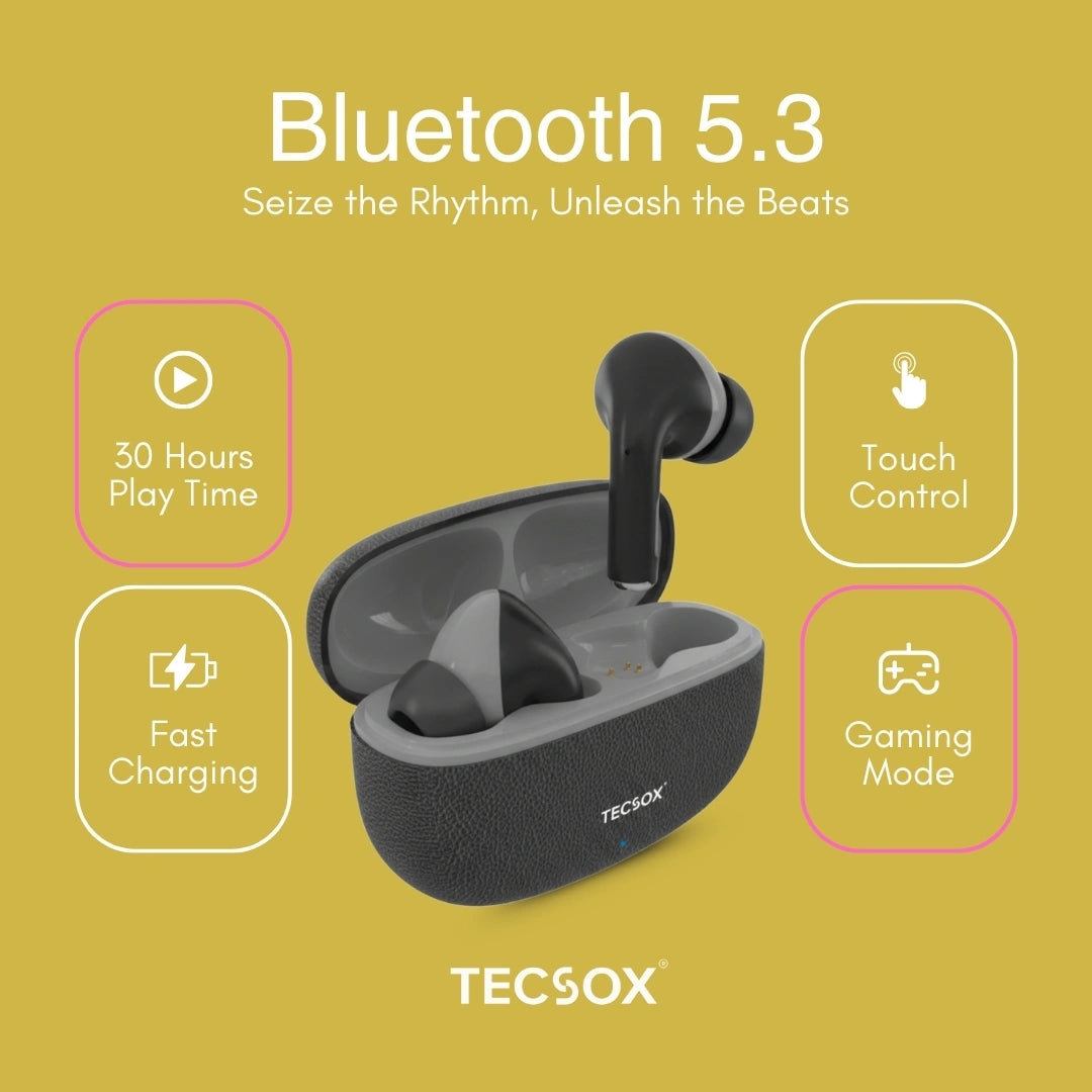 TecSox Neo771 Wireless Earbud With Deep Bass & Comfortable Fit | IPX Water Resistant