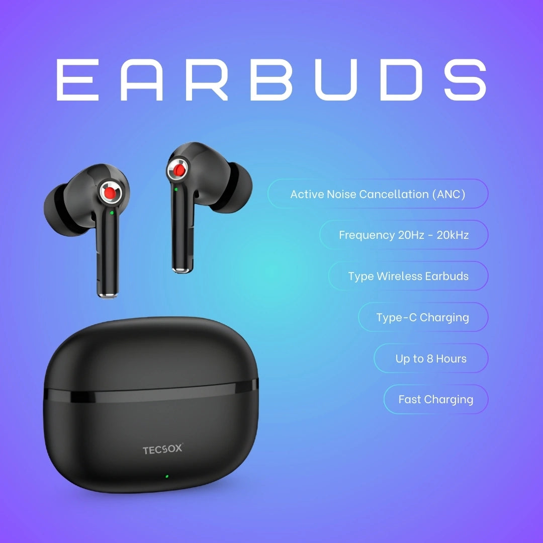 TecSox Omega 201 Wireless Earbud With Deep Bass & Comfortable Fit | IPX Water Resistant