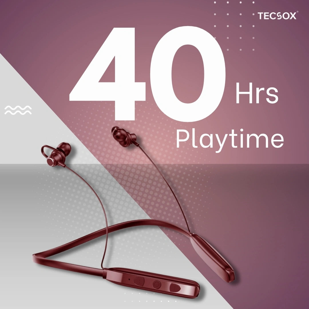 TecSox Verve Bluetooth Neckband | Metallic Touch + High Bass