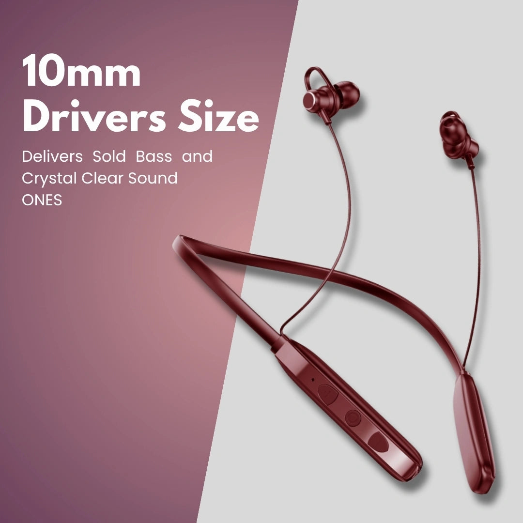 TecSox Verve Bluetooth Neckband | Metallic Touch + High Bass