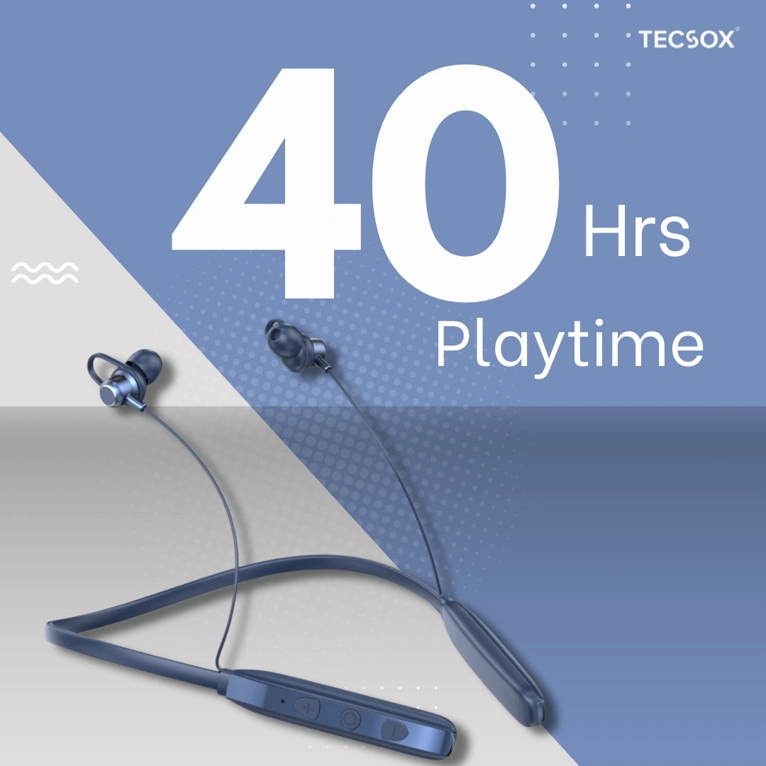 TecSox Verve Bluetooth Neckband | Metallic Touch + High Bass