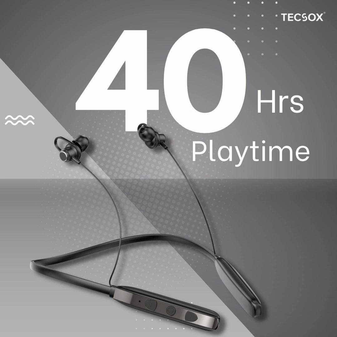 TecSox Verve Bluetooth Neckband | Metallic Touch + High Bass
