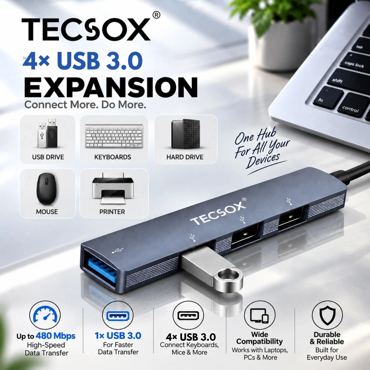TecSox 3-in-1 Smart Desk & Travel Combo
