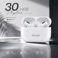 TecPod Max White Bluetooth Earbuds | Deep Bass | 30-hour playtime
