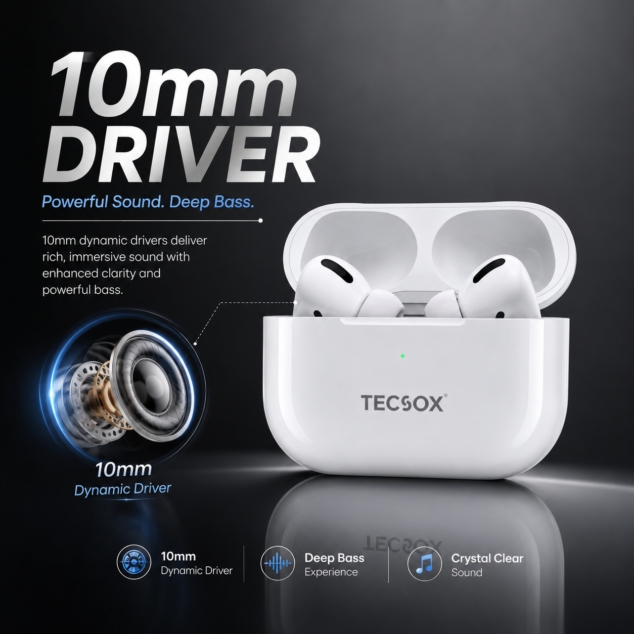 Buy TecPod Max White Bluetooth Earbuds - Image 2