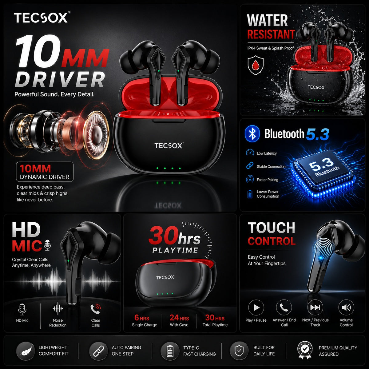 Buy Combo TecSox Neo231 Wireless Earbud With Deep Bass