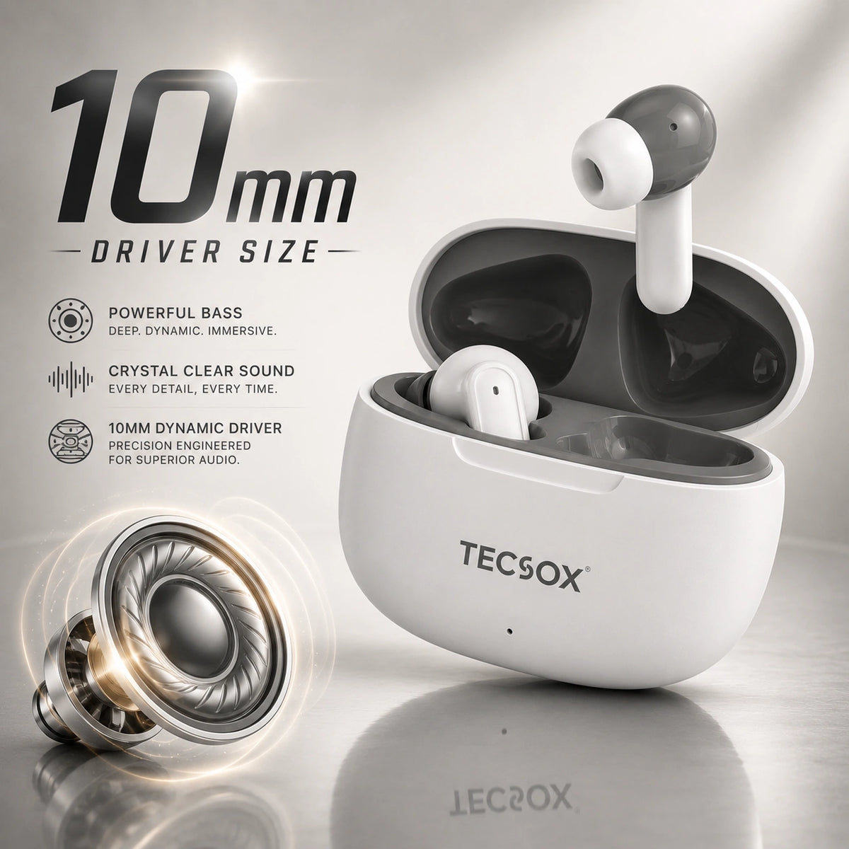 Order TecSox Pulse 611 Bluetooth Earbuds | Deep Bass | 30 Hour Play time