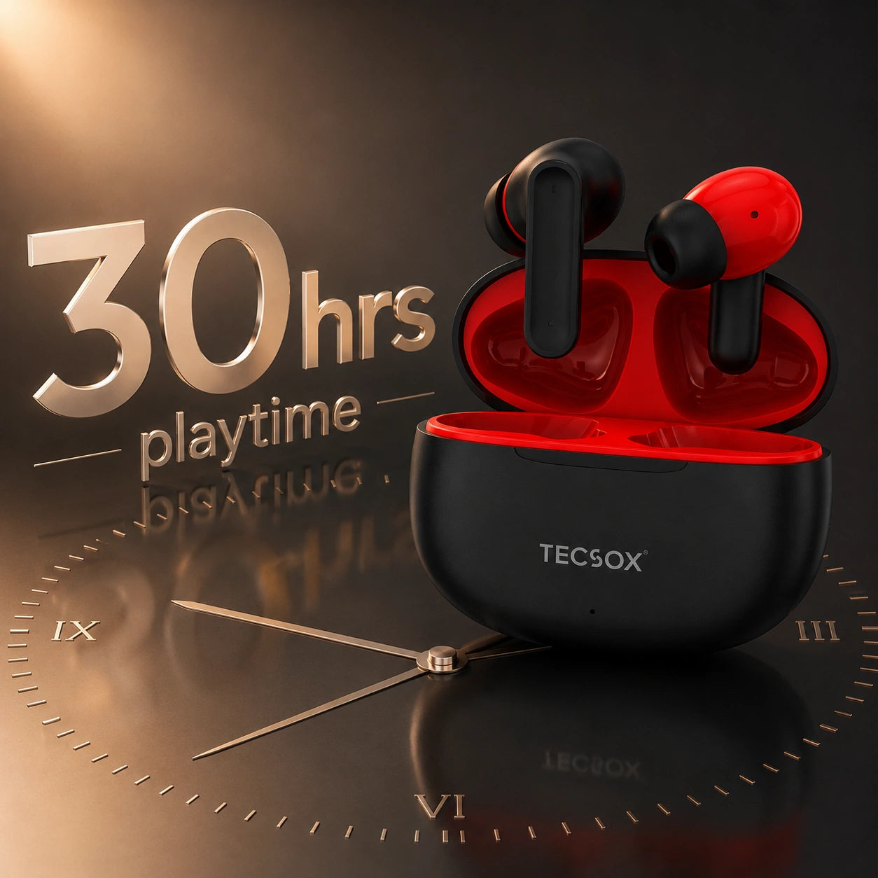 TecSox Pulse 611 Bluetooth Earbuds | Bluetooth 5.3 | 30Hr Play Time | Deep Bass Airpods