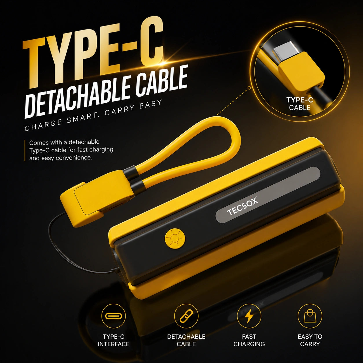 TecSox Travel Mate | 5000 mAh Powerbank | 25W