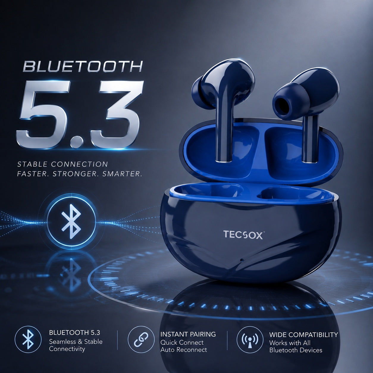 TecSox Neo591 Wireless Earbud With Deep Bass & Comfortable Fit | IPX Water Resistant
