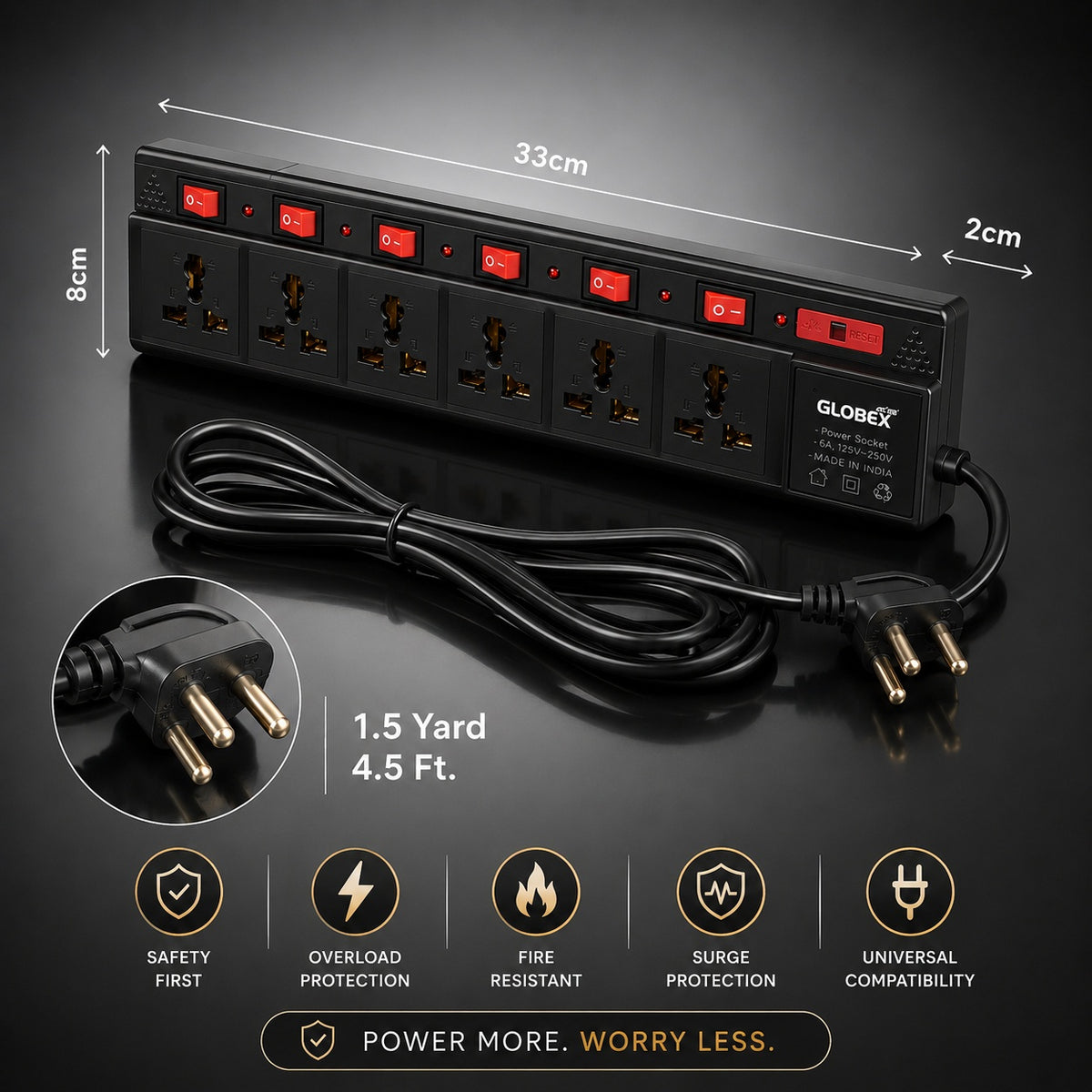 TecSox 6 Pin Extention Board  | 2.7 m length | Under Rs.350