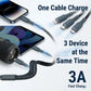 Tecsox 3 in 1 Grey Fast Charging Cable | For iOS & Android