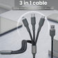 Tecsox 3 in 1 Grey Fast Charging Cable | For iOS & Android