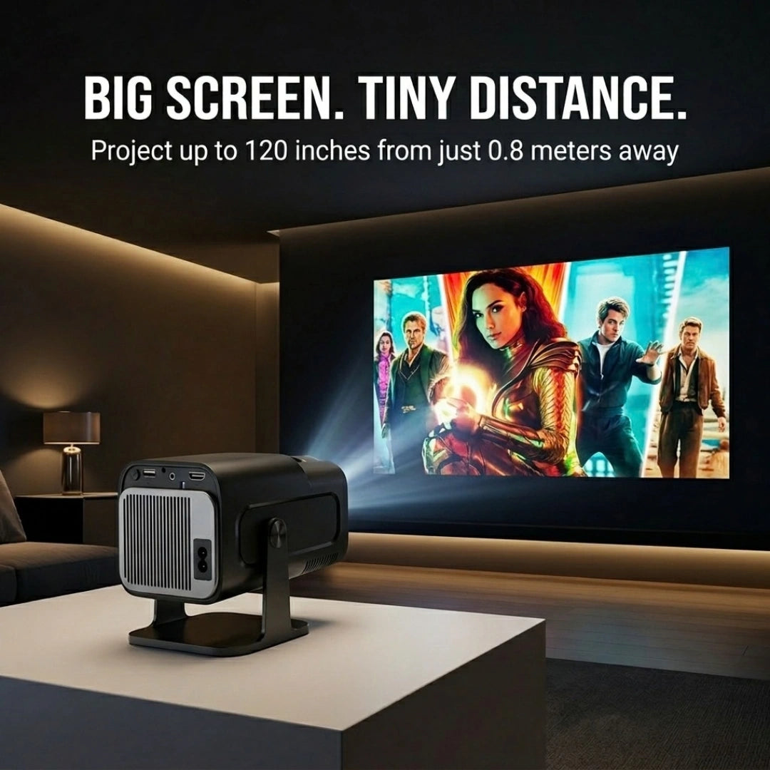 Tecsox Panther Mini Projector: 4K Video | Android 11 | 180° rotation