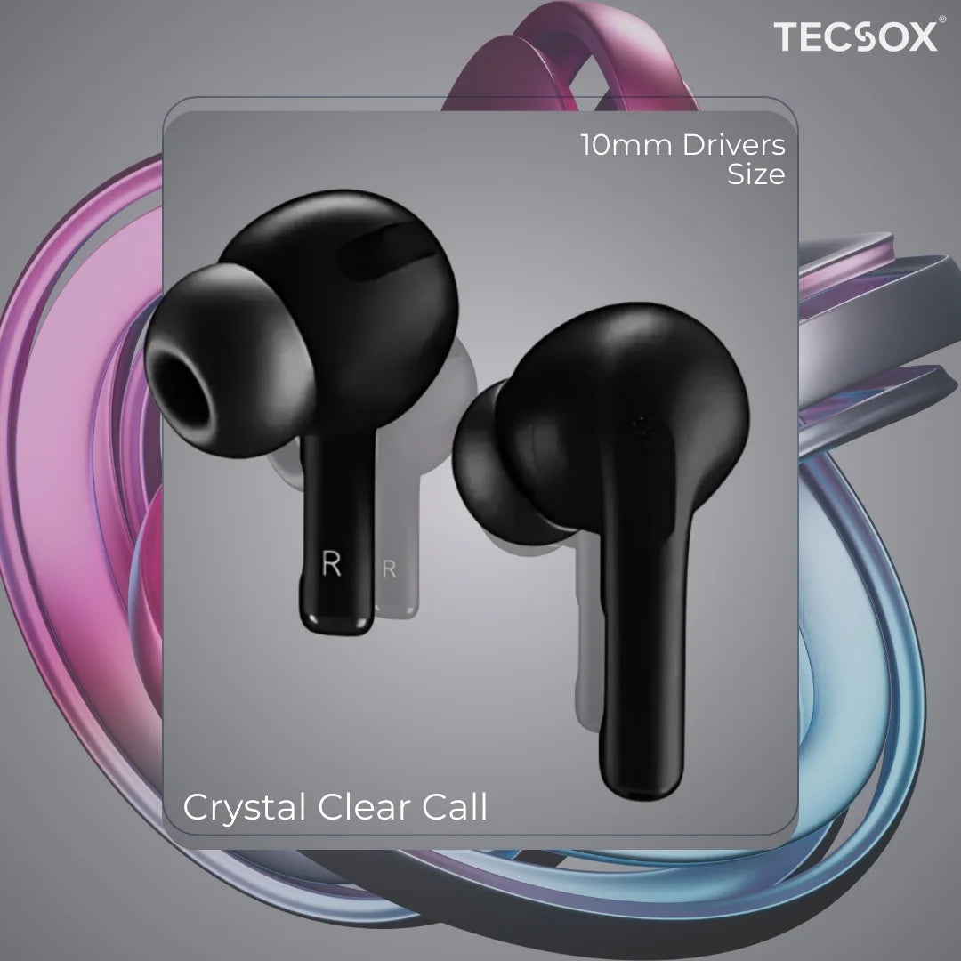TecPod Pro Earbuds 30Hr Playtime | 5.3 V Bluetooth Earbuds | Deep Bass | Water Resistant