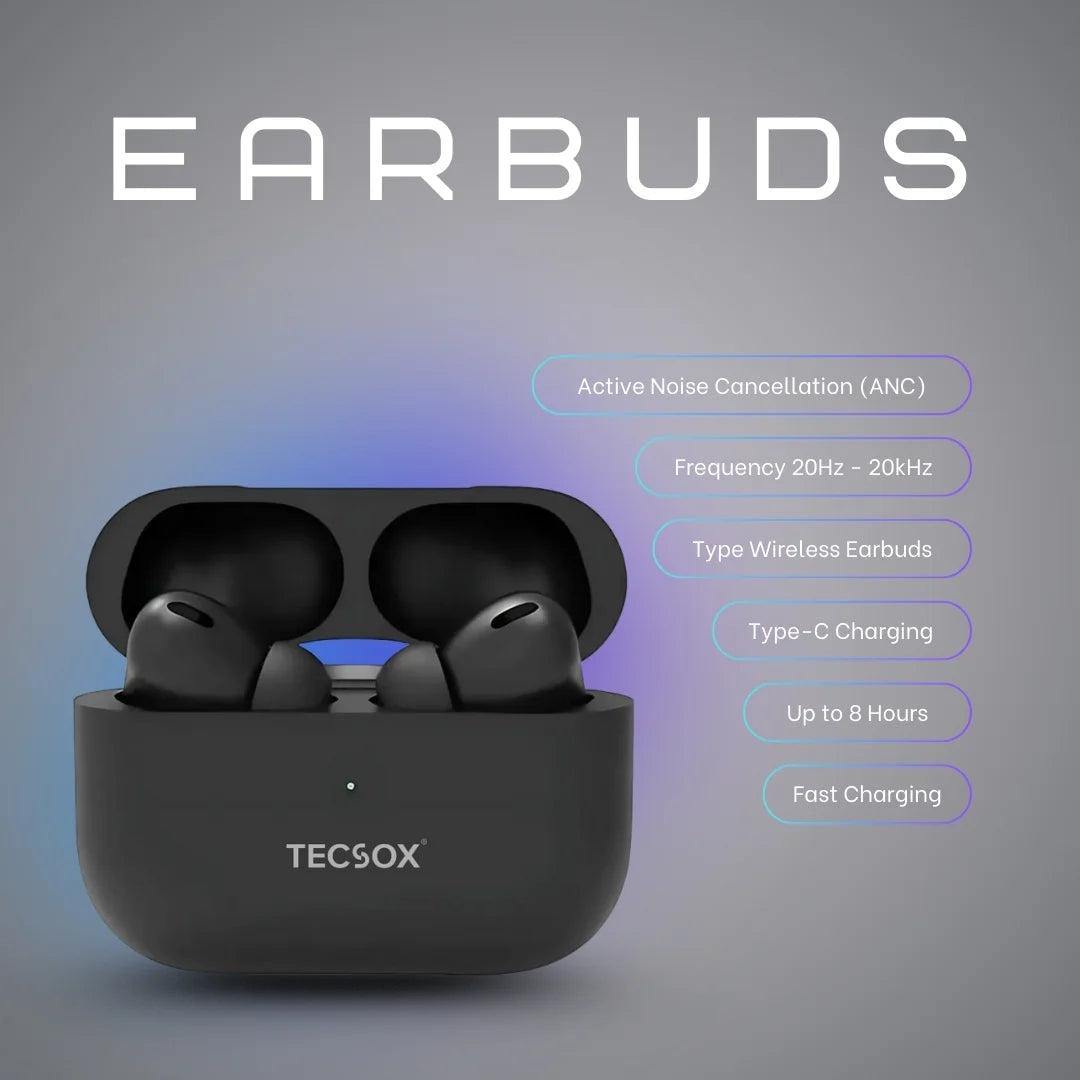 TecPod Pro Earbuds 30Hr Playtime | 5.3 V Bluetooth Earbuds | Deep Bass | Water Resistant