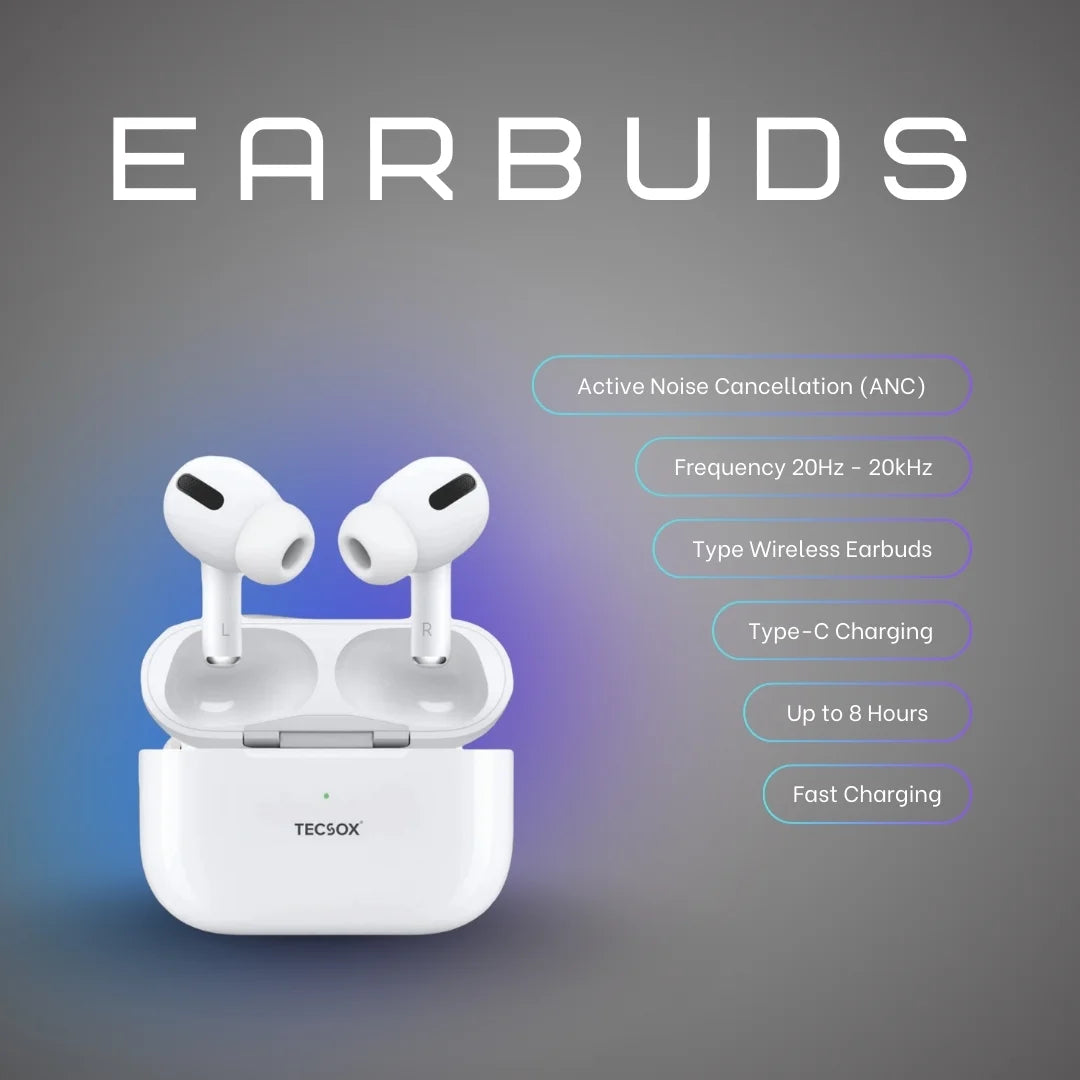 TecPod Pro Earbuds 30Hr Playtime | 5.3 V Bluetooth Earbuds | Deep Bass | Water Resistant