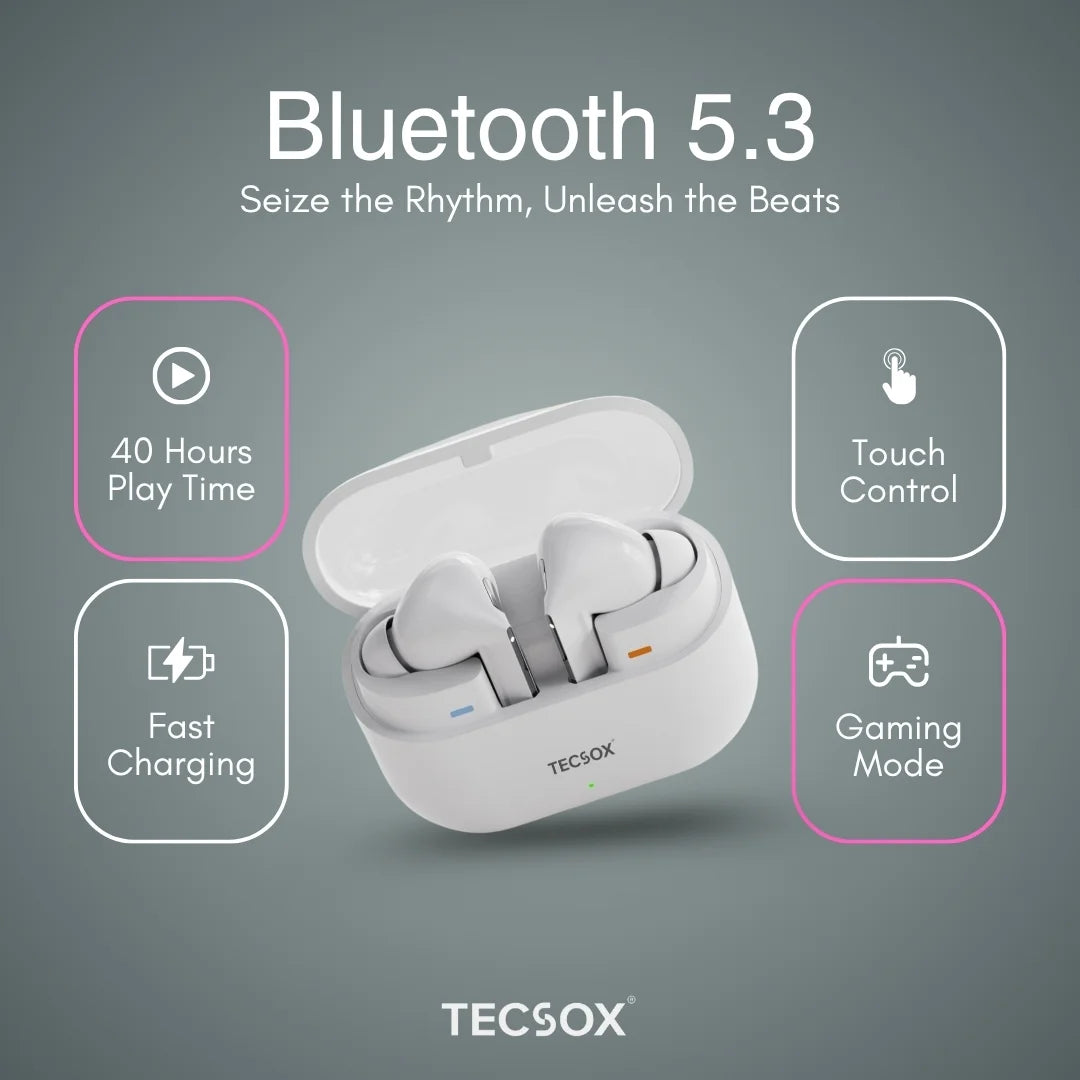 Order TecSox Audora Bluetooth Earbuds | Deep Bass | Under ₹1000